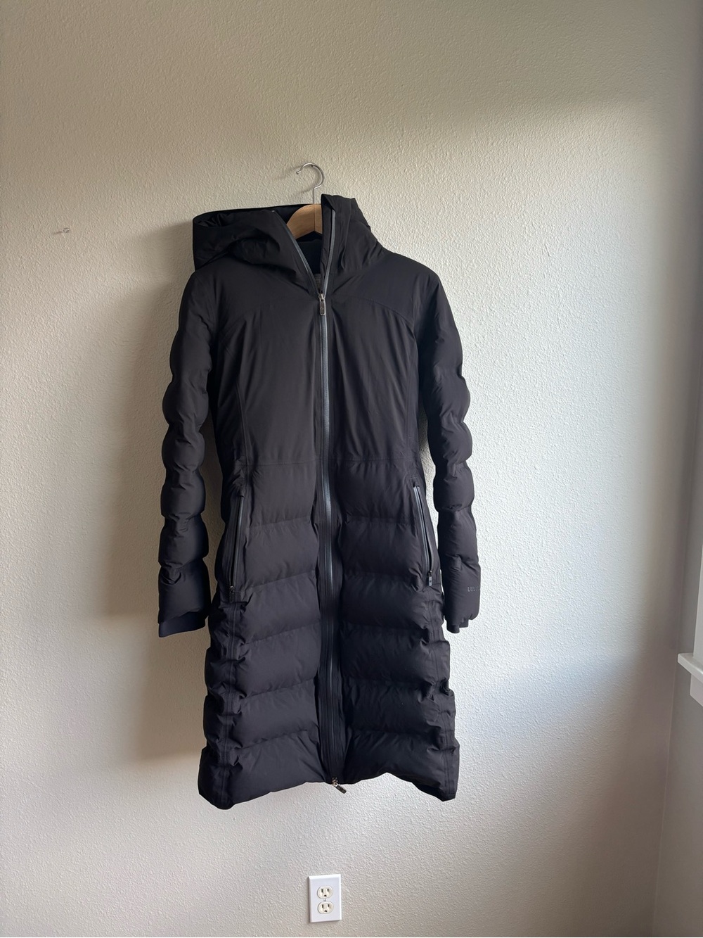 Lululemon Long Black Hooded Puffer Coat